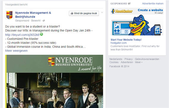 advertentie op facebook