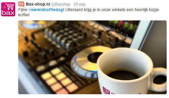 Fijne wereldkoffiedag Uiteraard krijg je in onze winkels een heerlijk kopje koffie