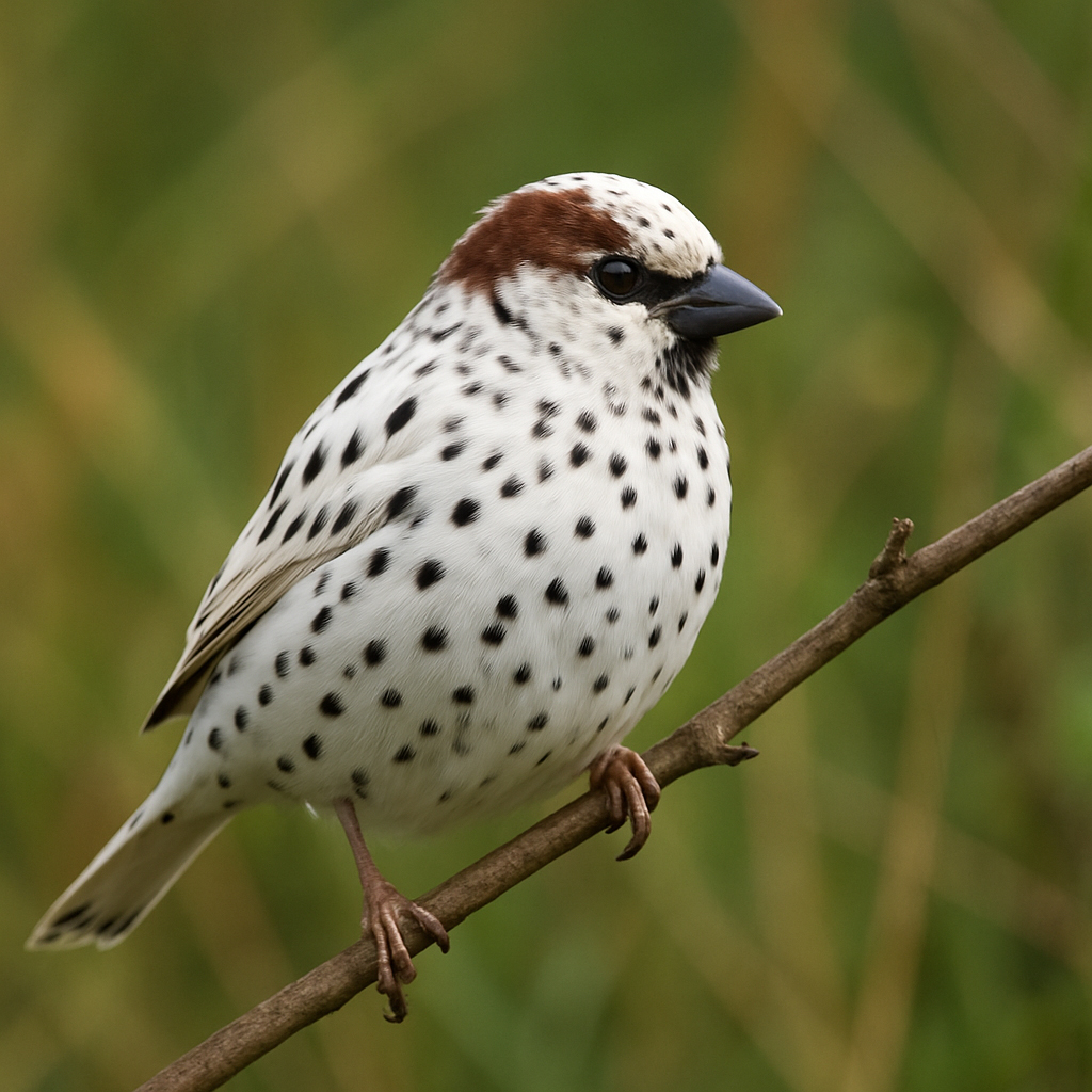 dalmatier huismus-wit-zwart-stippen-vogel